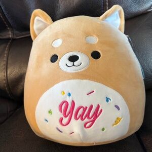 Squishmallows 12" Dog Plush Angie the Shiba Inu "YAY" Celebration
